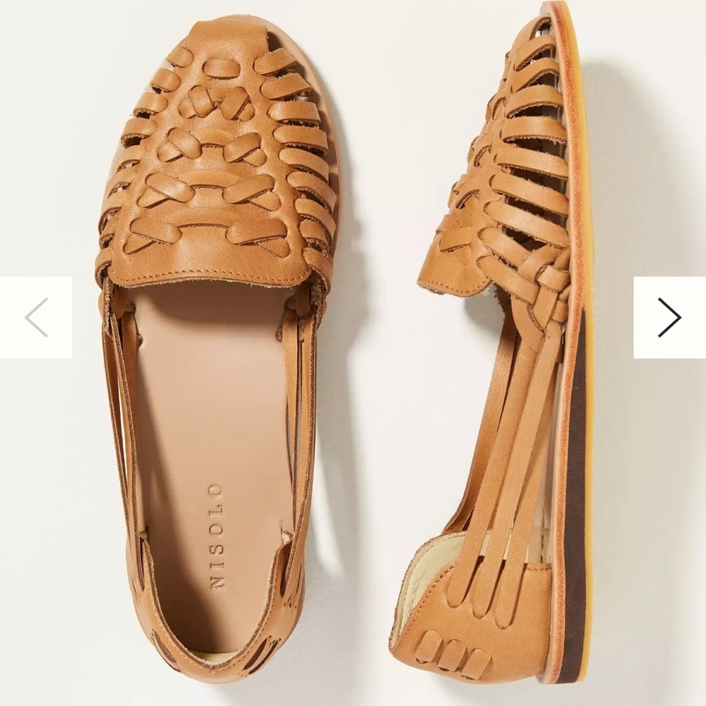 Nisolo Tan Woven Leather Huarache Sandals